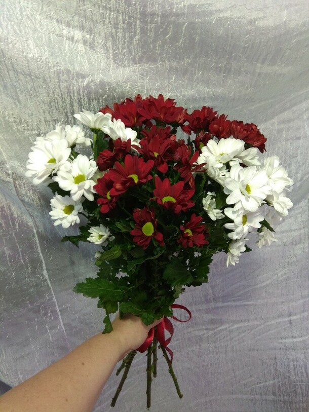 5 хризантем, артикул F1345000 - 2805 рублей, доставка по городу. Flawery - доставка цветов