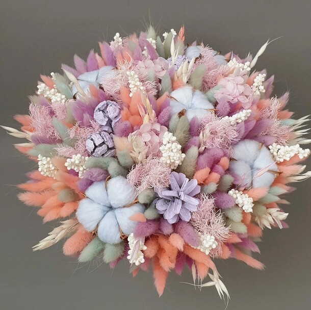 Букет сухоцветов с хлопком, артикул F1284722 - 10395 рублей, доставка по городу. Flawery - доставка цветов