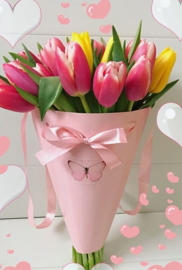 Букет тюльпанов в конусе, артикул F1382833 - 8492 рублей, доставка по городу. Flawery - доставка цветов