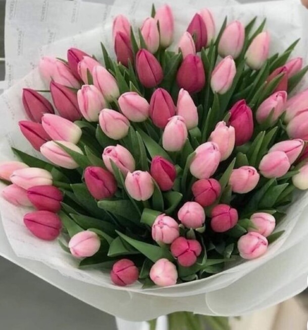 Букет тюльпанов «тени розового», артикул F1386140 - 25080 рублей, доставка по городу. Flawery - доставка цветов