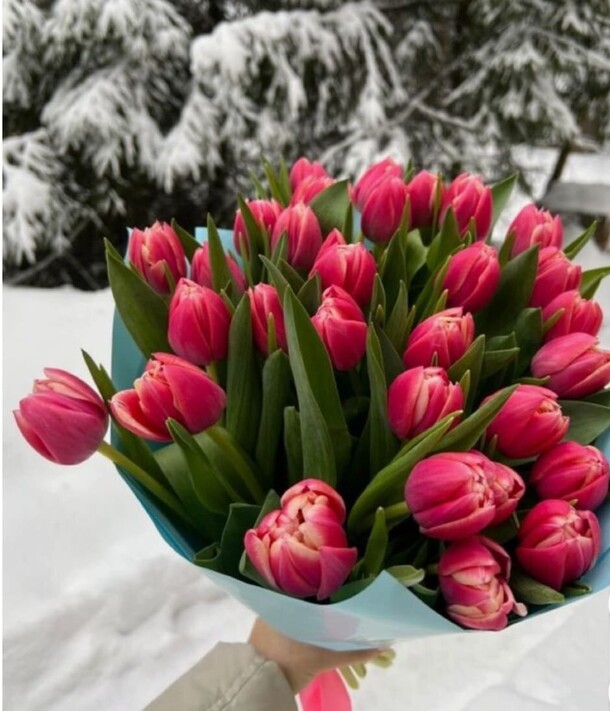 Букет пионовидных тюльпанов, артикул F1387722 - 14711 рублей, доставка по городу. Flawery - доставка цветов