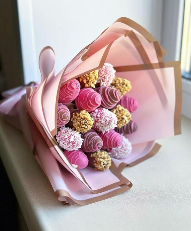 Букет из клубники в шоколаде, артикул F1282511 - 3990 рублей, доставка по городу. Flawery - доставка цветов