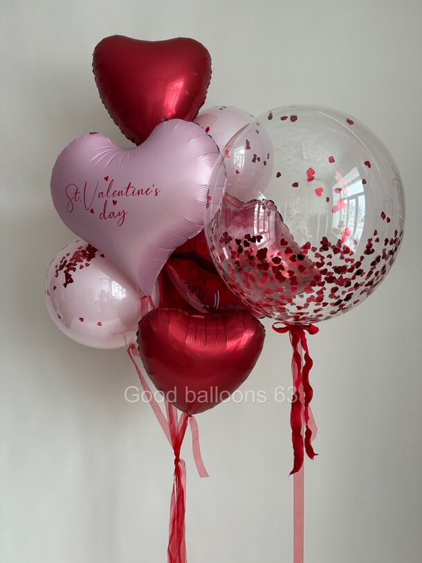 Набор воздушных шаров с сердечками, артикул F1377240 - 5390 рублей, доставка по городу. Flawery - доставка цветов