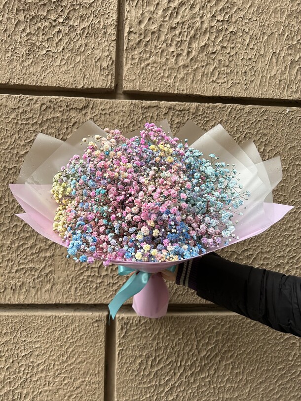 Букет радужная гипсофила, артикул F1221283 - 2890 рублей, доставка по городу. Flawery - доставка цветов