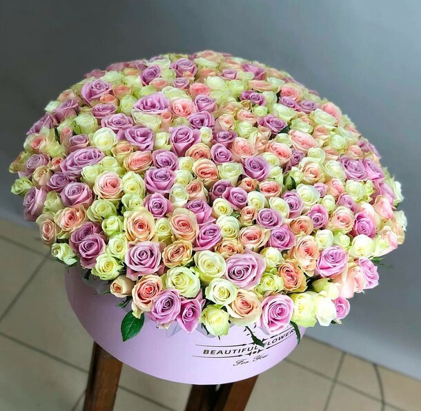 251 роза в коробке, артикул F1291615 - 47590 рублей, доставка по городу. Flawery - доставка цветов