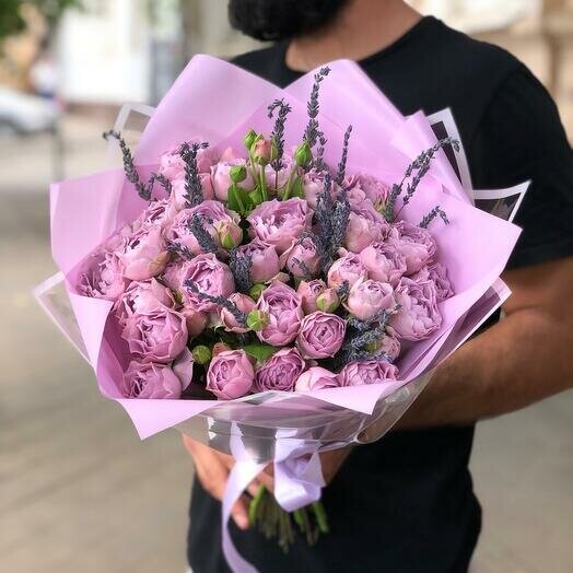 Лавандовая роза и лаванда, артикул F1164194 - 5775 рублей, доставка по городу. Flawery - доставка цветов