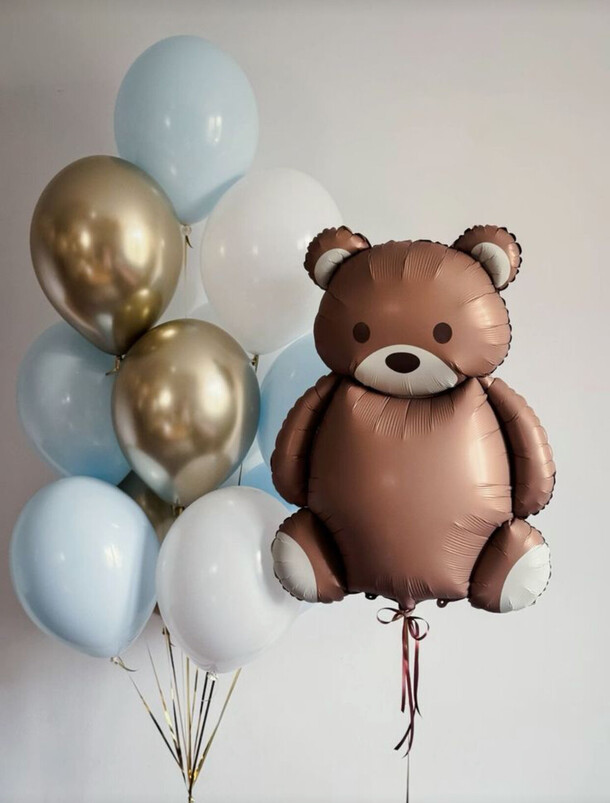 Мишутка и шарики, артикул F1327576 - 5210 рублей, доставка по городу. Flawery - доставка цветов