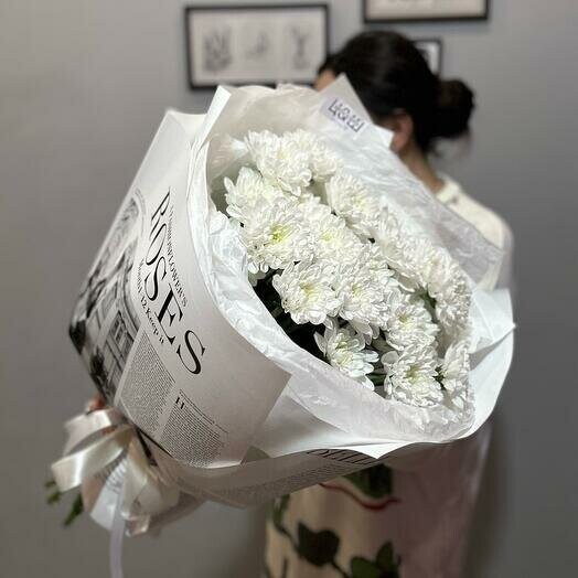 Букет из кружевных хризантем, артикул F1236597 - 3100 рублей, доставка по городу. Flawery - доставка цветов