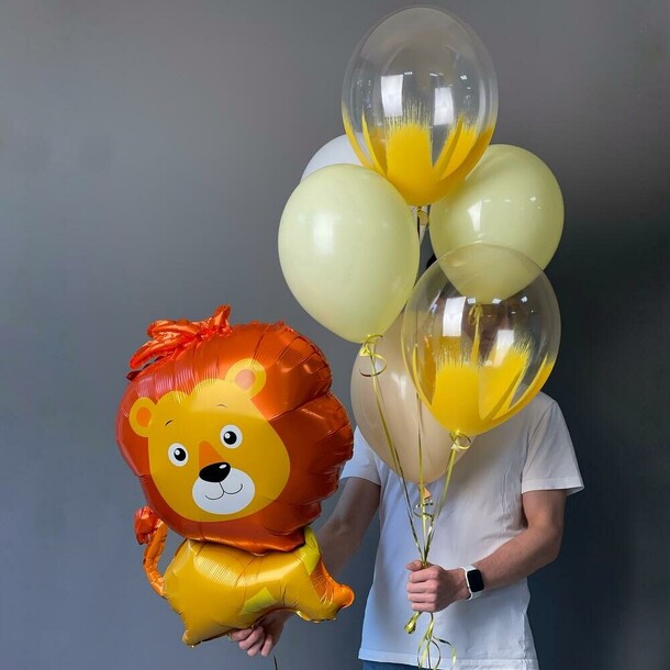 Сет воздушных шаров «львёнок», артикул F1334195 - 2600 рублей, доставка по городу. Flawery - доставка цветов