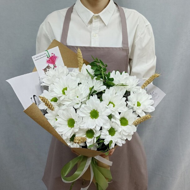 Ромашки и пшеница, артикул F1333605 - 1490 рублей, доставка по городу. Flawery - доставка цветов