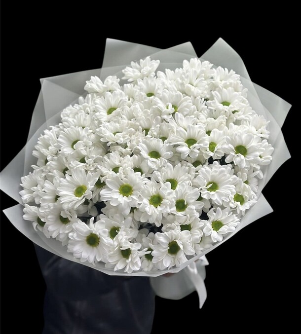 Букет из ромашковых кустовых хризантем 15 шт, артикул F1482414 - 7200 рублей, доставка по городу. Flawery - доставка цветов