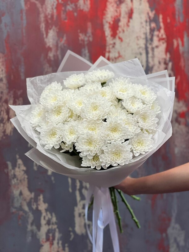 Моно букет из хризантемы, артикул F1304033 - 5400 рублей, доставка по городу. Flawery - доставка цветов