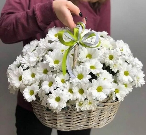 Корзинка с ромашками, артикул F1310024 - 5600 рублей, доставка по городу. Flawery - доставка цветов