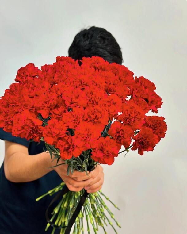 Букет из 25 гвоздика, артикул F1315433 - 5638 рублей, доставка по городу. Flawery - доставка цветов