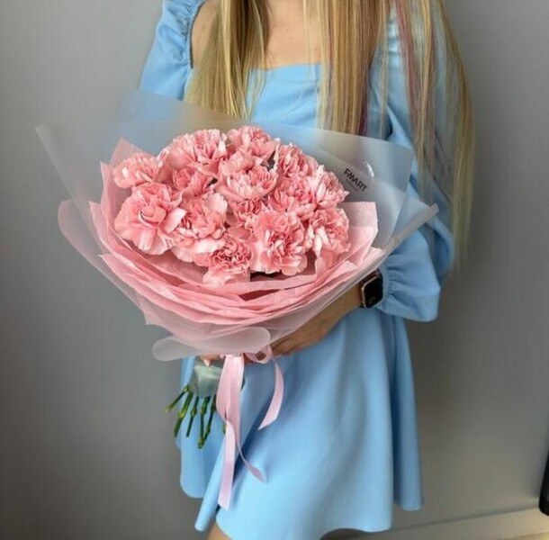 Букет из 15 розовых диантусов, артикул F1371092 - 2100 рублей, доставка по городу. Flawery - доставка цветов