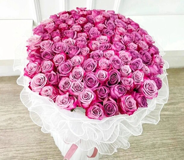 Розовые розочки 101 шт, артикул F1315803 - 38500 рублей, доставка по городу. Flawery - доставка цветов