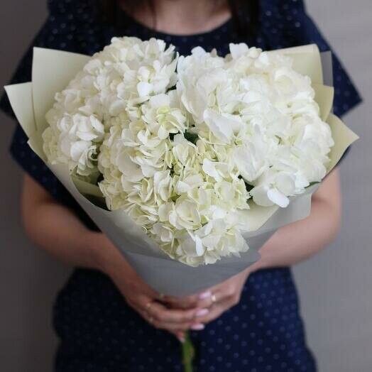 Букет из 3 белых гортензий, артикул F1317373 - 3461 рублей, доставка по городу. Flawery - доставка цветов