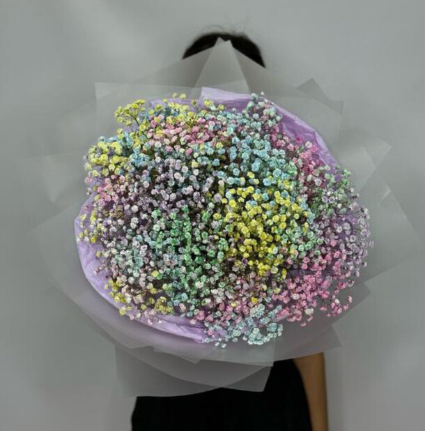 Букет радужных гипсофил, артикул F1480120 - 3360 рублей, доставка по городу. Flawery - доставка цветов