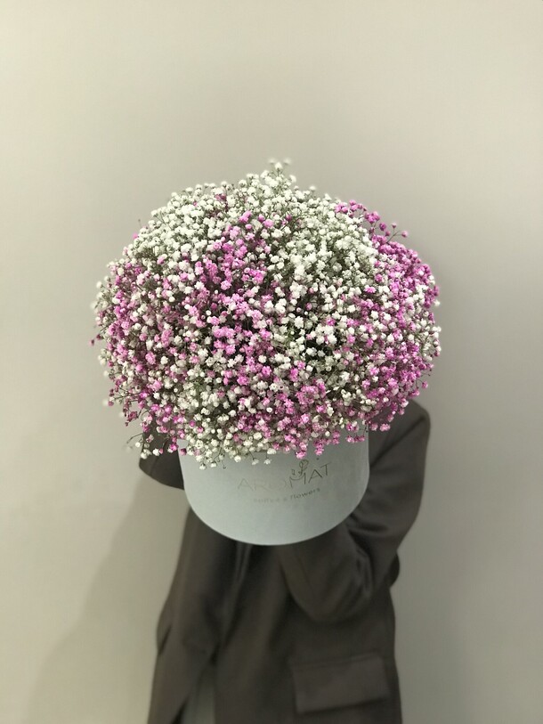 Коробка из гипсофилы, артикул F1355875 - 7171 рублей, доставка по городу. Flawery - доставка цветов