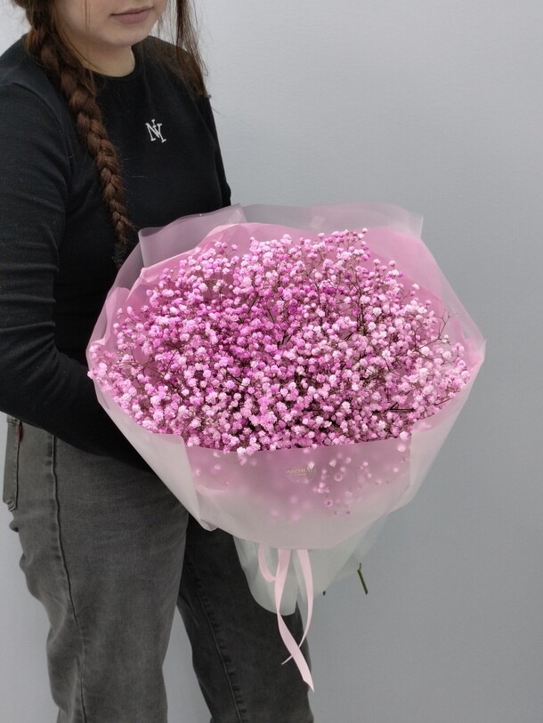 Букет из розовой гипсофилы, артикул F1430666 - 5500 рублей, доставка по городу. Flawery - доставка цветов