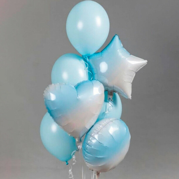 Нежно голубой набор шаров, артикул F1368574 - 2290 рублей, доставка по городу. Flawery - доставка цветов