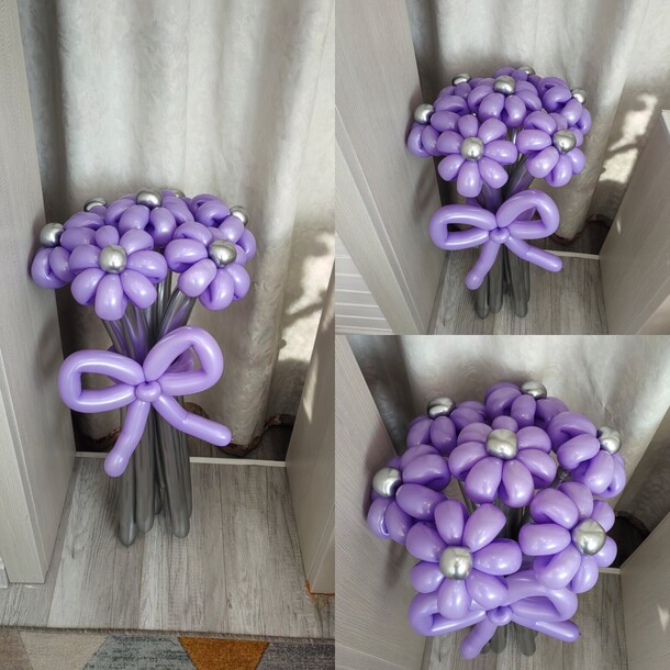 Сиреневый букет цветов ромашек, артикул F1370234 - 1500 рублей, доставка по городу. Flawery - доставка цветов