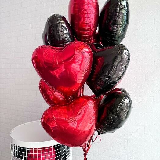 Фонтан из 9 фольгированных сердец, артикул F1432816 - 3850 рублей, доставка по городу. Flawery - доставка цветов