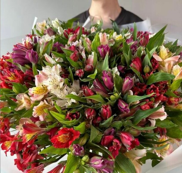 Букет из 101 альстромерии "аэлита", артикул F1335242 - 43750 рублей, доставка по городу. Flawery - доставка цветов