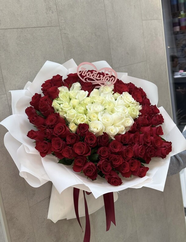 101 роза для любимой, артикул F1401796 - 30250 рублей, доставка по городу. Flawery - доставка цветов