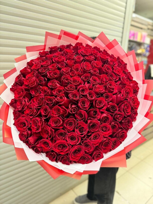 101 роза эквадор 80 см 🌹, артикул F1344536 - 75855 рублей, доставка по городу. Flawery - доставка цветов