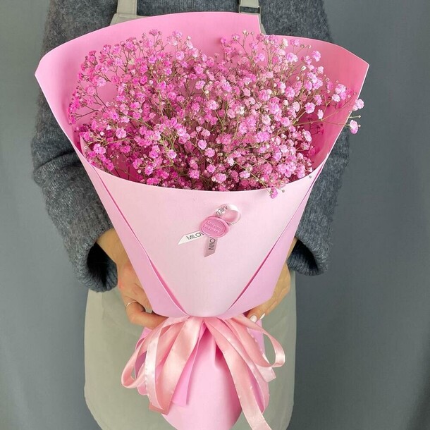 Букет из розовой гипсофилы, артикул F1342679 - 3086 рублей, доставка по городу. Flawery - доставка цветов