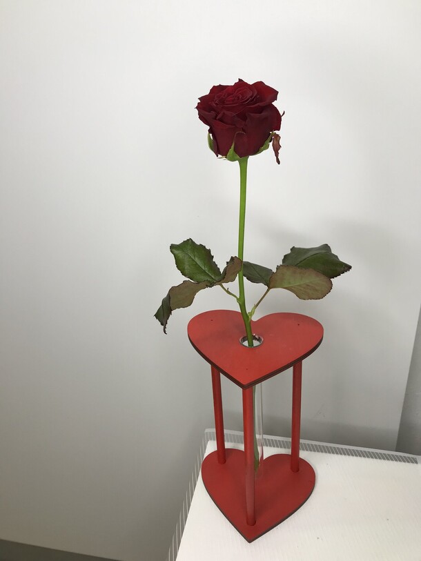 Роза в сердце в стеклянной колбе, артикул F1158402 - 2819 рублей, доставка по городу. Flawery - доставка цветов