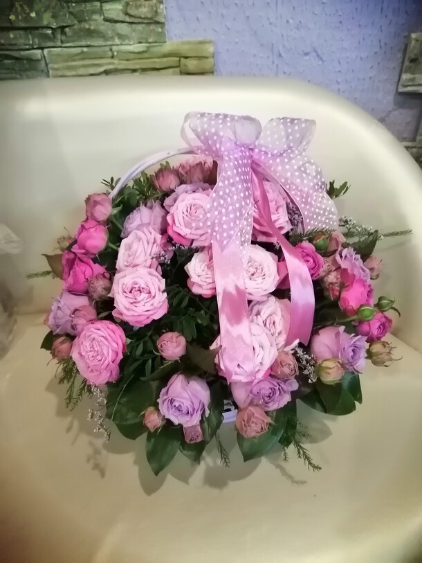 Розовая корзинка, артикул F64111 - 8880 рублей, доставка по городу. Flawery - доставка цветов