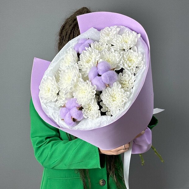 Кустовые хризантемы с сухоцветами, артикул F1354009 - 2400 рублей, доставка по городу. Flawery - доставка цветов