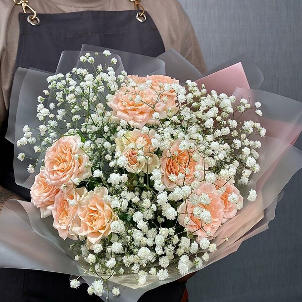 Букет «пудра», артикул F1354305 - 2178 рублей, доставка по городу. Flawery - доставка цветов