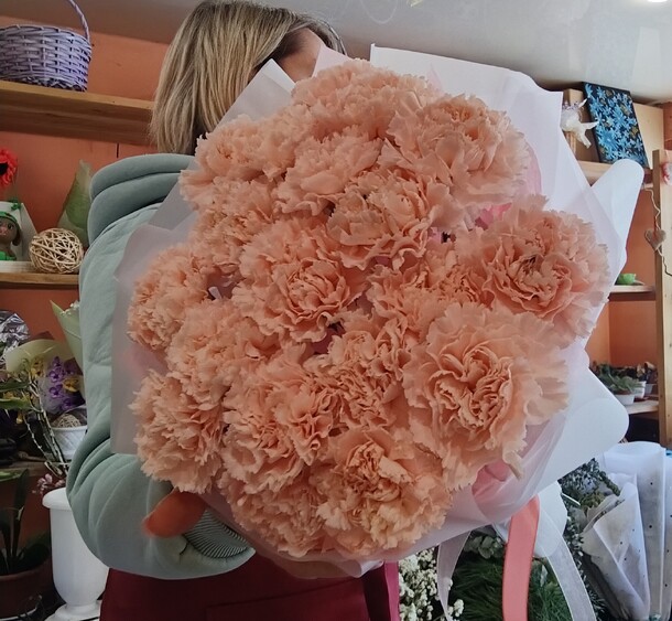 Кремовые диантусы 19шт, артикул F1362157 - 6988 рублей, доставка по городу. Flawery - доставка цветов