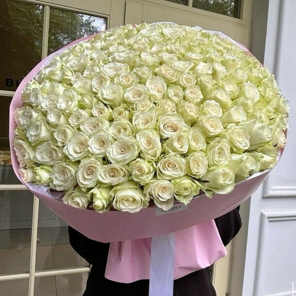 Букет 151 белая роза, артикул F1374068 - 107811 рублей, доставка по городу. Flawery - доставка цветов