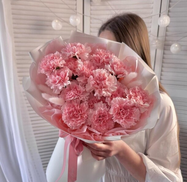 Розовые диантусы 15шт, артикул F1412111 - 3830 рублей, доставка по городу. Flawery - доставка цветов