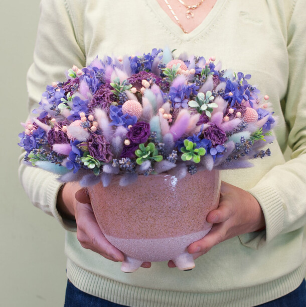 Композиция из сухоцветов "матеуала", артикул F1352482 - 12500 рублей, доставка по городу. Flawery - доставка цветов