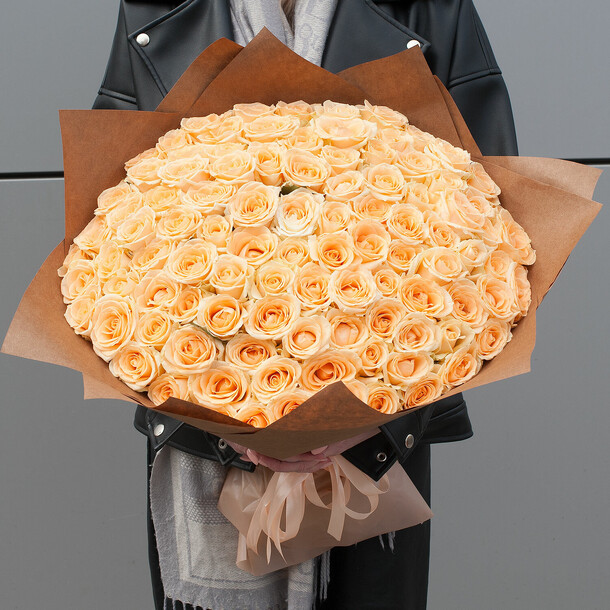 Букет из роз "персиковый рай", артикул F1458352 - 25100 рублей, доставка по городу. Flawery - доставка цветов