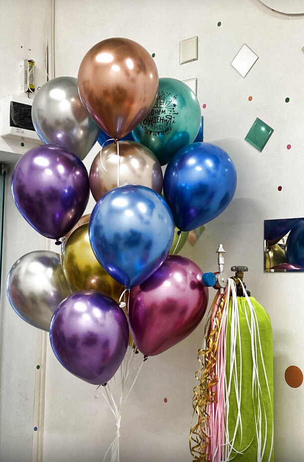 15 шаров хром, артикул F1396079 - 3750 рублей, доставка по городу. Flawery - доставка цветов