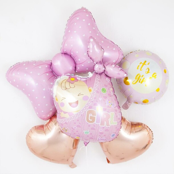 Набор шаров на выписку "у вас девочка", артикул F1397101 - 3500 рублей, доставка по городу. Flawery - доставка цветов