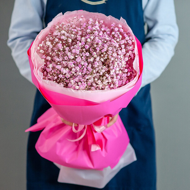 Букет розовой гипсофилы, 1486, артикул F1292892 - 3200 рублей, доставка по городу. Flawery - доставка цветов