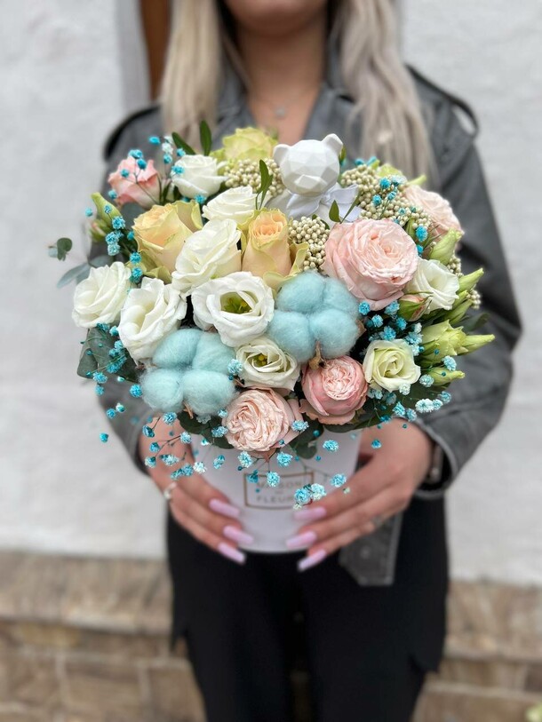 Цветочная композиция мишка на севере, артикул F1290408 - 6433 рублей, доставка по городу. Flawery - доставка цветов