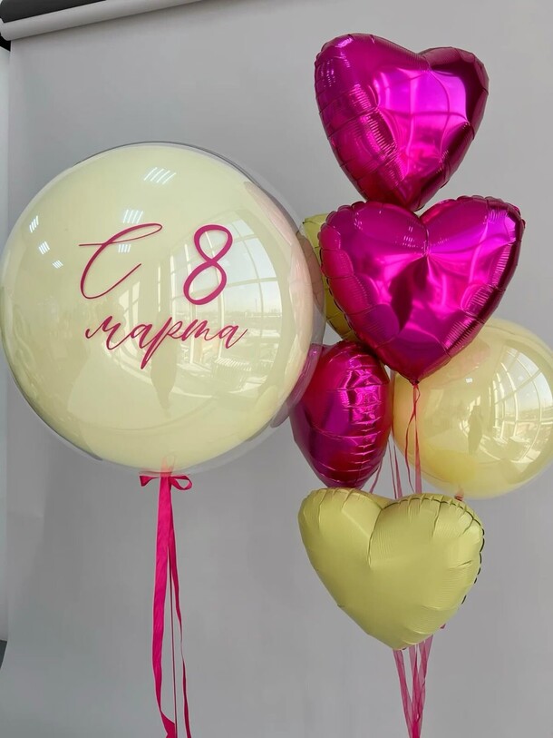 Набор шаров на 8 марта, артикул F1388070 - 7029 рублей, доставка по городу. Flawery - доставка цветов