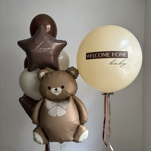 Шары на выписку мишка латте, артикул F1453439 - 7940 рублей, доставка по городу. Flawery - доставка цветов