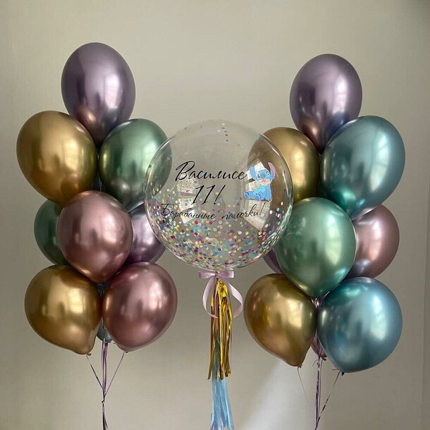Шары девочке зеркальное чудо, артикул F1453666 - 9430 рублей, доставка по городу. Flawery - доставка цветов