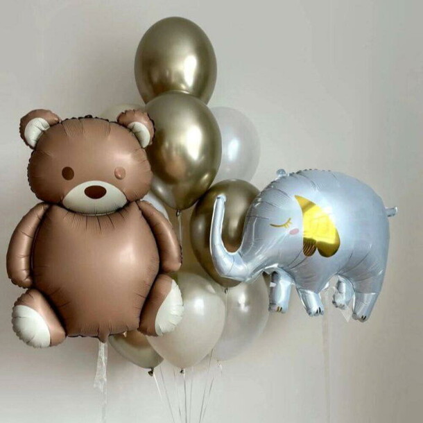 Шары с мишкой и слоником, артикул F1453694 - 5700 рублей, доставка по городу. Flawery - доставка цветов