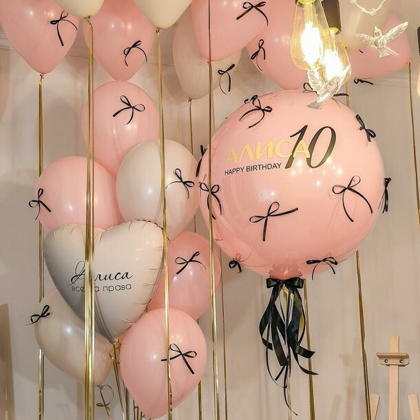 Трендовые шары с бантиками для девочек, артикул F1456957 - 9230 рублей, доставка по городу. Flawery - доставка цветов