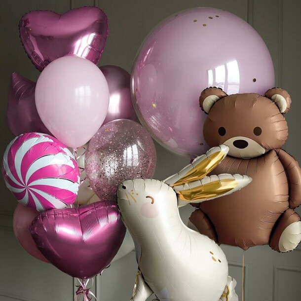 Шары на день рождения девочки, артикул F1457015 - 9620 рублей, доставка по городу. Flawery - доставка цветов